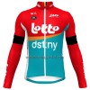 Wielershirt 2023 Lotto Dstny Lange Mouw Rood Geel Azuur